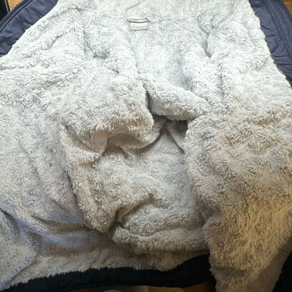 Columbia Jacket womens Medium Blue Navy Copper Crest Long Hooded Plush Fur Lined - Picture 9 of 9